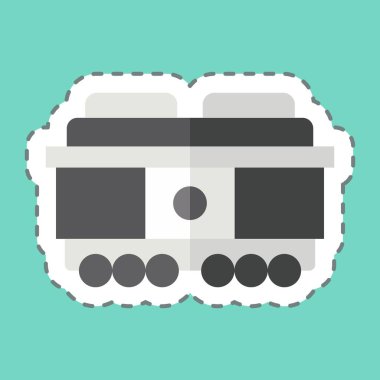 Çıkartma çizgisi nakliye aracını kesti. Tren İstasyonu sembolüyle ilgili. Basit tasarım çizimi