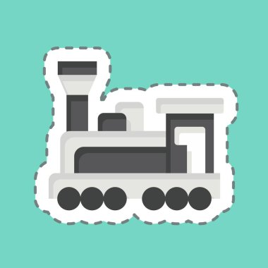 Çıkartma hattı motoru kesti. Tren İstasyonu sembolüyle ilgili. Basit tasarım çizimi