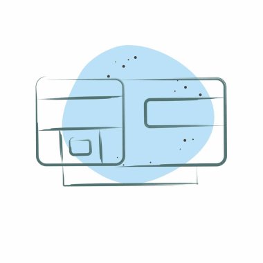 Simge Treni. Tren İstasyonu sembolüyle ilgili. Renkli Leke Biçimi. Basit tasarım çizimi