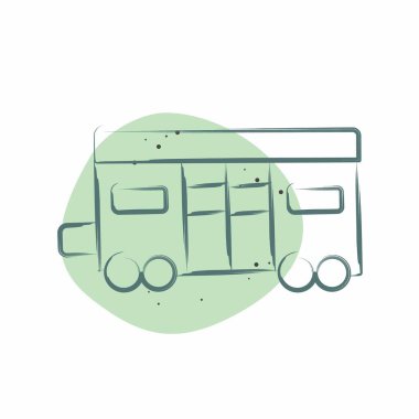 Simge Tren Koçu. Tren İstasyonu sembolüyle ilgili. Renkli Leke Biçimi. Basit tasarım çizimi