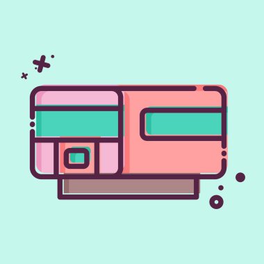 Simge Treni. Tren İstasyonu sembolüyle ilgili. MBE tarzı. Basit tasarım çizimi