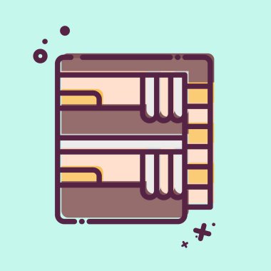 İkon Tren Yatağı. Tren İstasyonu sembolüyle ilgili. MBE tarzı. Basit tasarım çizimi