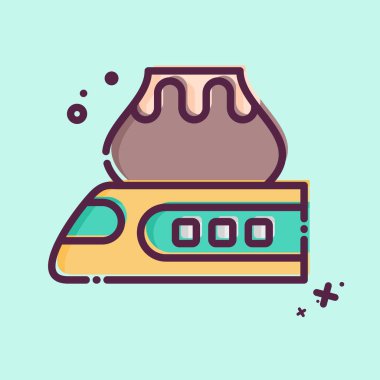 Icon Yüksek Hız Treni. Tren İstasyonu sembolüyle ilgili. MBE tarzı. Basit tasarım çizimi