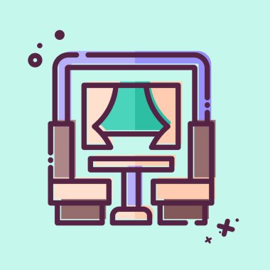 Icon Yemek Arabası. Tren İstasyonu sembolüyle ilgili. MBE tarzı. Basit tasarım çizimi