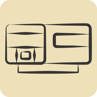 Simge Treni. Tren İstasyonu sembolüyle ilgili. El çizimi tarzı. Basit tasarım çizimi