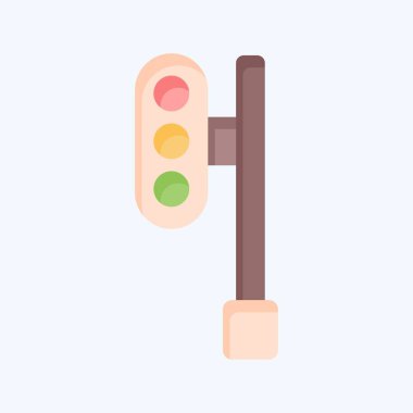 Simge Trafiği. Tren İstasyonu sembolüyle ilgili. Düz stil. Basit tasarım çizimi