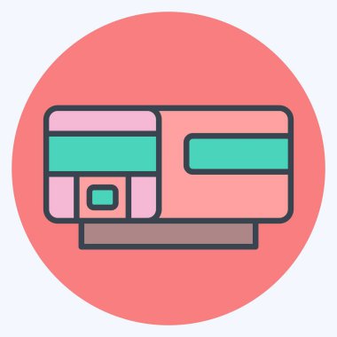 Simge Treni. Tren İstasyonu sembolüyle ilgili. renk arkadaşı stili. Basit tasarım çizimi