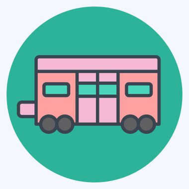 Simge Tren Koçu. Tren İstasyonu sembolüyle ilgili. renk arkadaşı stili. Basit tasarım çizimi