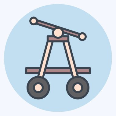 Icon Pompa Trolley. Tren İstasyonu sembolüyle ilgili. renk arkadaşı stili. Basit tasarım çizimi