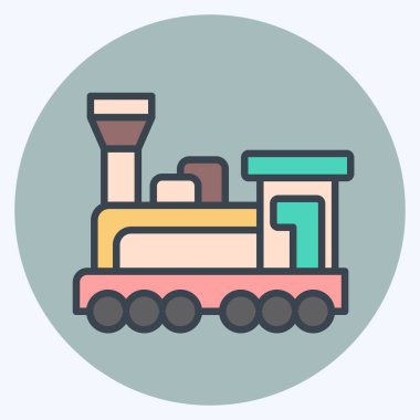 Simge Motoru. Tren İstasyonu sembolüyle ilgili. renk arkadaşı stili. Basit tasarım çizimi