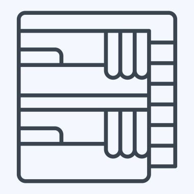 İkon Tren Yatağı. Tren İstasyonu sembolüyle ilgili. Sıra tarzı. Basit tasarım çizimi