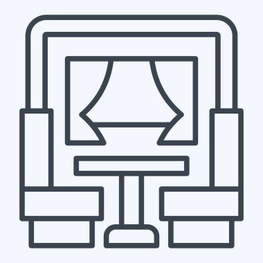 Icon Yemek Arabası. Tren İstasyonu sembolüyle ilgili. Sıra tarzı. Basit tasarım çizimi