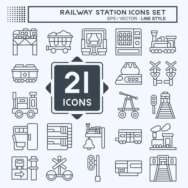 Icon Tren İstasyonu 'nu hazırla. Tren İstasyonu sembolüyle ilgili. Sıra tarzı. Basit tasarım çizimi