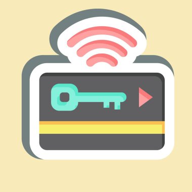 Çıkartma anahtar kartı. Smart City sembolüyle ilgili. Basit tasarım çizimi