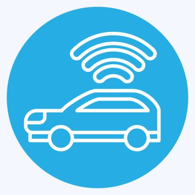 Icon Smart arabası. Smart City sembolüyle ilgili. Mavi gözlü. Basit tasarım çizimi