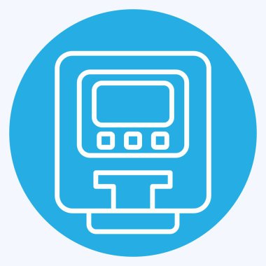 Simge parkmetresi. Smart City sembolüyle ilgili. Mavi gözlü. Basit tasarım çizimi