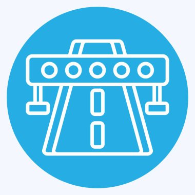 Simge Otoyolu. Smart City sembolüyle ilgili. Mavi gözlü. Basit tasarım çizimi