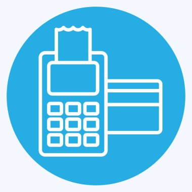 Simge Kart Ödemesi. Smart City sembolüyle ilgili. Mavi gözlü. Basit tasarım çizimi