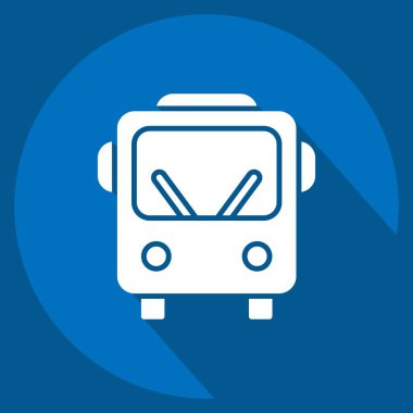 Simge toplu taşıma. Smart City sembolüyle ilgili. Uzun gölge tarzı. Basit tasarım çizimi