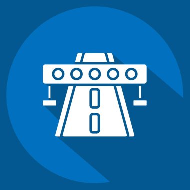 Simge Otoyolu. Smart City sembolüyle ilgili. Uzun gölge tarzı. Basit tasarım çizimi