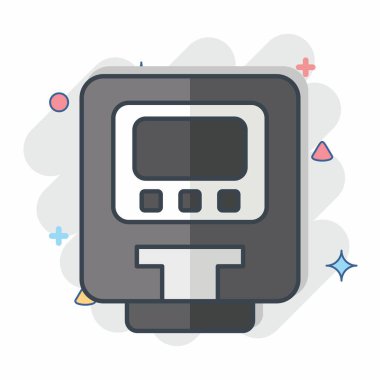 Simge parkmetresi. Smart City sembolüyle ilgili. Çizgi roman. Basit tasarım çizimi