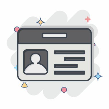 Simge kimlik kartı. Smart City sembolüyle ilgili. Çizgi roman. Basit tasarım çizimi