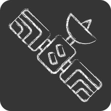 Simge uydusu. Smart City sembolüyle ilgili. Tebeşir stili. Basit tasarım çizimi