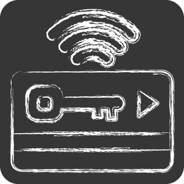 Simge anahtar kartı. Smart City sembolüyle ilgili. Tebeşir stili. Basit tasarım çizimi