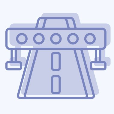 Simge Otoyolu. Smart City sembolüyle ilgili. İki ton stili. Basit tasarım çizimi