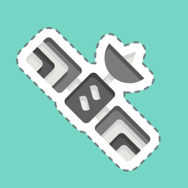 Etiket hattı uyduyu kesti. Smart City sembolüyle ilgili. Basit tasarım çizimi