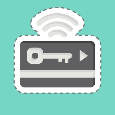 Çıkartma çizgisi giriş kartını kesti. Smart City sembolüyle ilgili. Basit tasarım çizimi