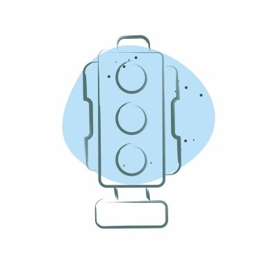 Simge Trafik Sinyali. Smart City sembolüyle ilgili. Renkli Leke Biçimi. Basit tasarım çizimi