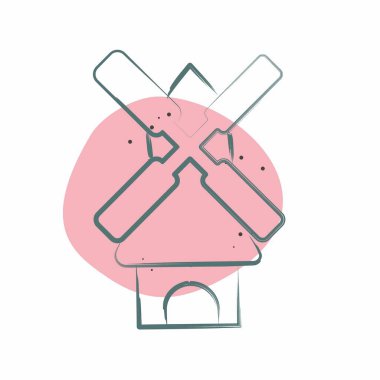 Icon Yel Değirmeni. Smart City sembolüyle ilgili. Renkli Leke Biçimi. Basit tasarım çizimi