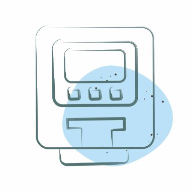 Simge parkmetresi. Smart City sembolüyle ilgili. Renkli Leke Biçimi. Basit tasarım çizimi