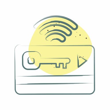 Simge anahtar kartı. Smart City sembolüyle ilgili. Renkli Leke Biçimi. Basit tasarım çizimi