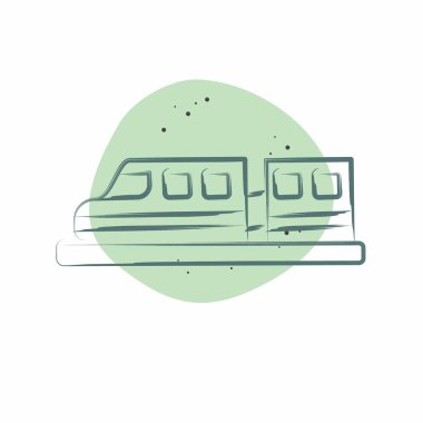 Icon Yüksek Hız Treni. Smart City sembolüyle ilgili. Renkli Leke Biçimi. Basit tasarım çizimi