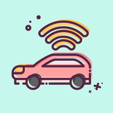 Icon Smart arabası. Smart City sembolüyle ilgili. MBE tarzı. Basit tasarım çizimi