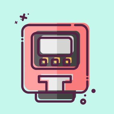 Simge parkmetresi. Smart City sembolüyle ilgili. MBE tarzı. Basit tasarım çizimi