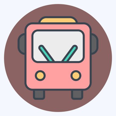 Simge toplu taşıma. Smart City sembolüyle ilgili. renk arkadaşı stili. Basit tasarım çizimi