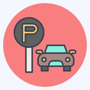 Icon Park Alanı. Smart City sembolüyle ilgili. renk arkadaşı stili. Basit tasarım çizimi