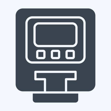 Simge parkmetresi. Smart City sembolüyle ilgili. Kabartma tarzı. Basit tasarım çizimi