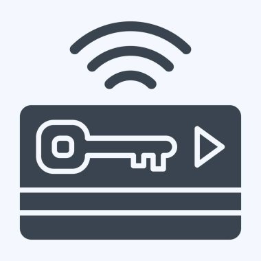 Simge anahtar kartı. Smart City sembolüyle ilgili. Kabartma tarzı. Basit tasarım çizimi