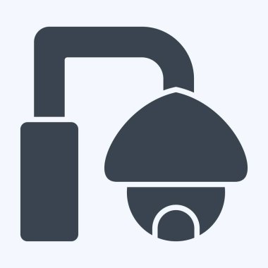 Simge CCTV. Smart City sembolüyle ilgili. Kabartma tarzı. Basit tasarım çizimi