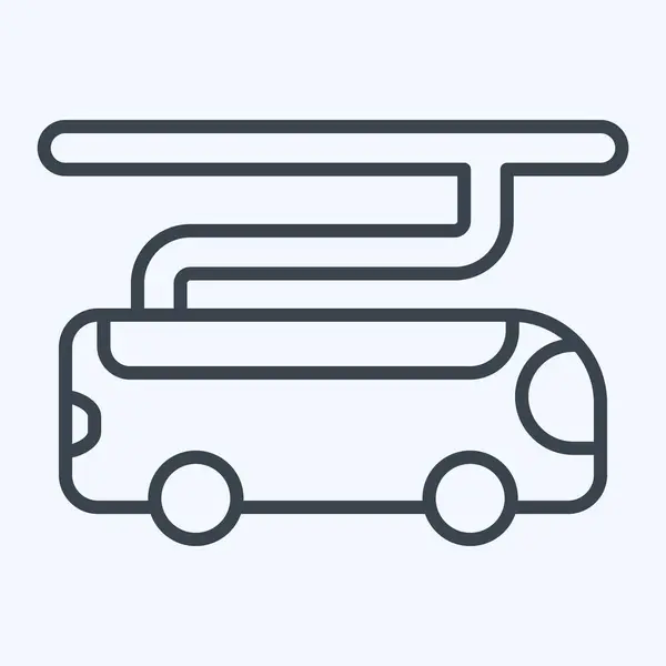 Simge Elektrikli Otobüs. Smart City sembolüyle ilgili. Sıra tarzı. Basit tasarım çizimi