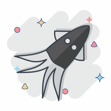 Simge mürekkep balığı. Deniz ürünleri sembolüyle ilgili. Çizgi roman. Basit tasarım çizimi