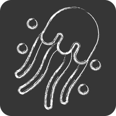 Simge Jöle Balığı. Deniz ürünleri sembolüyle ilgili. Tebeşir stili. Basit tasarım çizimi