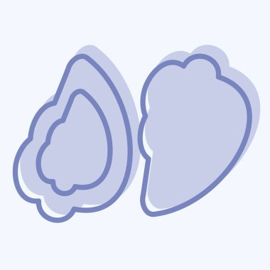 Icon istiridyesi. Deniz ürünleri sembolüyle ilgili. İki ton stili. Basit tasarım çizimi