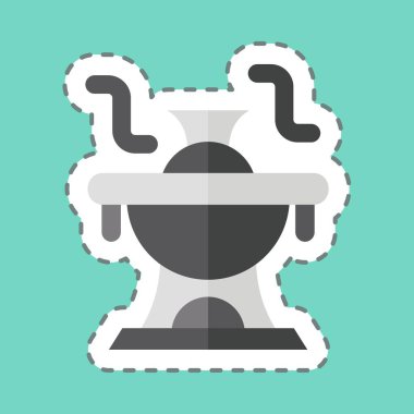 Çıkartma hattı Hot Pot 'u kesti. Deniz ürünleri sembolüyle ilgili. Basit tasarım çizimi