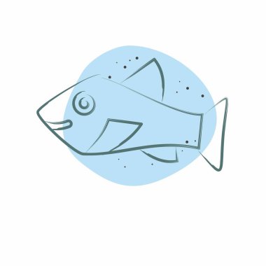 Simge Trout. Deniz ürünleri sembolüyle ilgili. Renkli Leke Biçimi. Basit tasarım çizimi