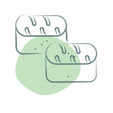 Icon suşi ton balığı. Deniz ürünleri sembolüyle ilgili. Renkli Leke Biçimi. Basit tasarım çizimi